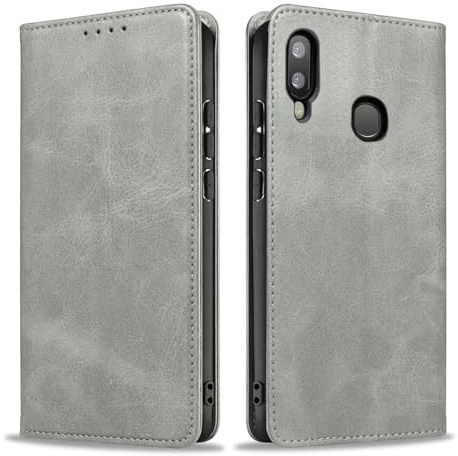LBH Handyhülle Smartphone-Hülle für Samsung Galaxy A33 5G Klapphülle Magnetverschluss Kartenfächer Geldfach Standfunktion Case Etui Rundumschutz Schutzhülle Grau