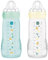 MAM | Biberon Easy Active 6+ Mois Couleur Glace + Perle (lot de 2 x 330 ml) – avec tétine en silicone débit X vitesse ultra-rapide – pour bébé fermeture hermétique