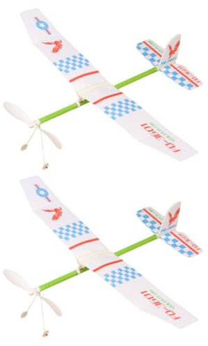 Vaguelly Rubber Band Powered Glider Plane Models, Educational Assemble Aircraft Toy for Kids, 2pcs Set Random Pattern, Suitable for Indoor Outdoor Play