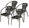 Nexos 4er Set Bistrostuhl Toulouse aus Poly-Rattan + Stahlgestell – Farbe: Dunkel-Braun