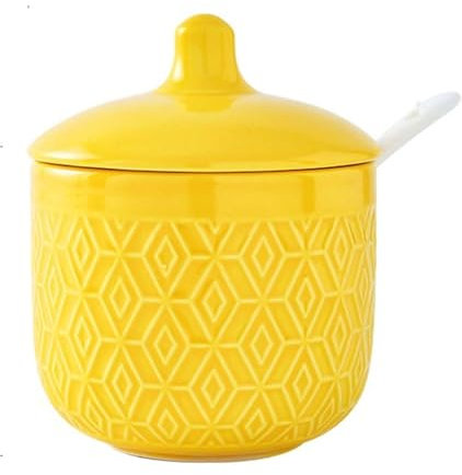 Sucrier avec couvercle, motif treillis en relief, pot de rangement en porcelaine pour café et sucre, parfait pour la maison et le restaurant