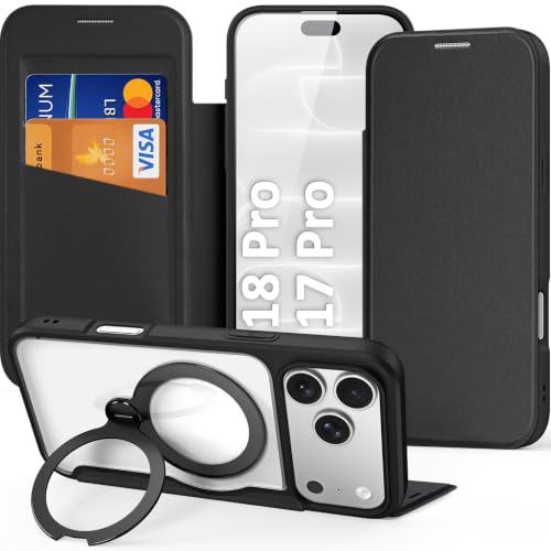 für iPhone 17 Pro 6,3 Hülle mit Ständer, Kompatibel mit MagSafe, Schwarz