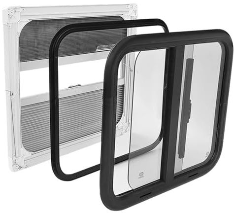 WIGING Finestrino Laterale Per Roulotte, Finestra In Lega Di Alluminio Con Vetro Acrilico Per Camper E Roulotte, Finestra Scorrevole Con Tenda Oscurante Integrata (WxH) 100x50cm
