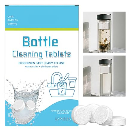Bottle Cleaning Tablets,Stainless Steel Water Bottle Cleaner Tablets | Stubborn Stains Removal Purification Solution for Silicone Jug Glass Cups Flask