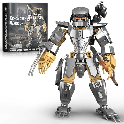 Alien Mech Xenomorph Warrior Klemmbausteine Technik,478 Stück Kreatives Horror Action Figur Modell mit Speeren Kreative Deko Geschenk für Junge Menschen Roboterliebhaber 15+ Alter