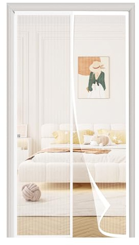 SAILIMAY Zanzariera Magnetica per Porte 220x255 cm, Tenda Zanzariera Porta Magnetica, Senza Foratura con Adesivo Forte, Protezione Insetti e Mosche, per Porte Balcone, Camper (Bianco)