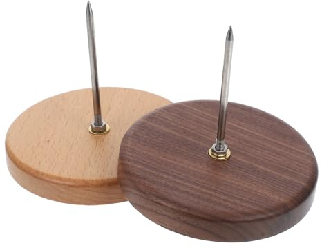 UKCOCO 2 pièces Porte-ticket Métal et Bois pour Bureau et Restaurant Support Droit pour Factures Reçus et Papiers Maintien Sécurisé Design Classique Bois de Noyer et Hêtre