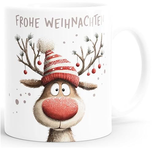 SpecialMe® Weihnachtstasse Frohe Weihnachten Lustige Rentier-Keramiktasse, Ideal für Advent und Nikolaus, Geschenkidee Weiss standard