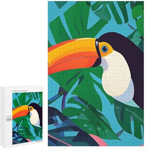 Holzpuzzle für Erwachsene, einzigartige Tukan-Puzzle, mit exquisiter Box, personalisiertes Holz-Puzzle, 1000 Stück, für Familienspiel, Geschenk, Reisen, Kunstdekor