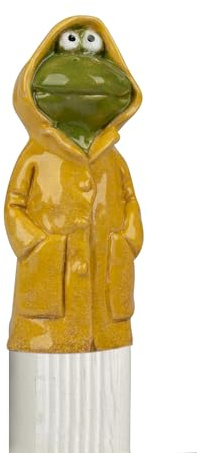 formano Garten Zaundeko Zaunhocker 1 Frosch Figur, Steinzeug handbemalt, Gelb/Grün, 20 cm