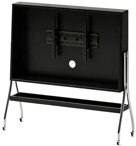 Mobile TV Stand, Rubberwood, Rolling TV Cart for 32-50 inch TVs | Rolling TV Stand, Height Adjustable, Storage Rack, 4 Lockable Wheels, Up to 154lbs, for Bedroom/Living Room/Studio(Black)