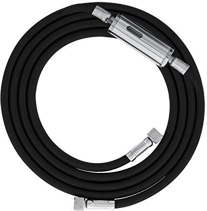 Master Airbrush 10 Foot Nylon Braided Airbrush Hose with Inline Moisture Trap Filter and Standard 1/8 Size Fittings on Both Ends (Hose Color May Vary)