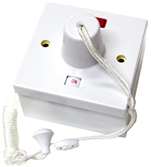 S-LINE 45 Amp Shower Switch Ceiling Pull Cord Comes with 44mm Surface Backbox - Double Pole