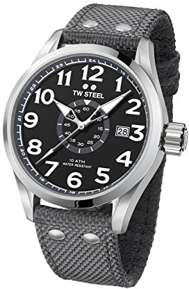 TW Steel Volante Men's Quartz Watch, 48 mm, with Dark Grey Textile Strap