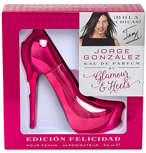 Jorge González EDICIÓN FELICIDAD 50ml | Eau de Parfum, verführerischer Damenduft mit Ylang-Ylang, Casablanca Lilie & Amber, rosa High Heel Flakon, luxuriöser Duft für Frauen
