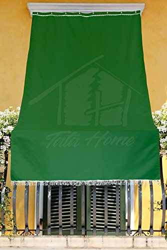 Tenda da Sole con Kit Ganci e Anelli in Tessuto Resistente da Esterno o Balcone Misura cm 200x350 Dis.5bis Tinta Unita Colore Verde