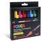 POSCA - Uniposca Set avec marqueurs acryliques pointe ronde 1,8-2,5 mm, couleurs pour tissus, bois, verre et autres, marqueurs aquarellables Uni Posca professionnels et papeterie, résistants à