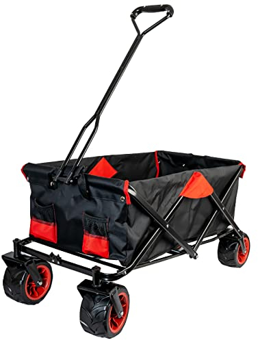 Grafner® Bollerwagen Offroad | 70 kg Tragkraft | faltbar | Extra breite und geländegängige Schwerlast-Räder | optimal für Ausflüge, Strand, Festivals, Garten und Wald