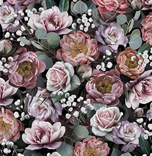 Ambiente 3 Ply Paper Napkins Vintage Flowers Black