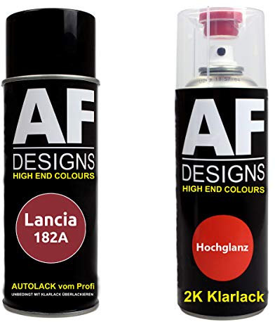 Autolack Spraydose Set für Lancia 182A Rosso Ribes Metallic 2K Klarlack Basislack Sprühdose Spraydosen 2x400ml