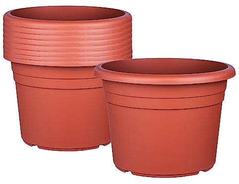BigDean 9X Blumentopf Ø 40 cm Farbe Terrakotta Kunststoff Pflanztopf Containertopf Übertopf Pflanzkübel rund 40 x 28 cm