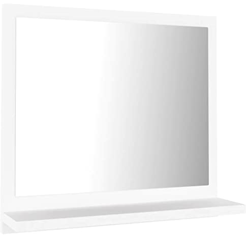 vidaXL Badspiegel mit Ablage Wandspiegel Badezimmerspiegel Hängespiegel Bad Spiegel Badezimmer Badmöbel Weiß 40x10,5x37cm Holzwerkstoff