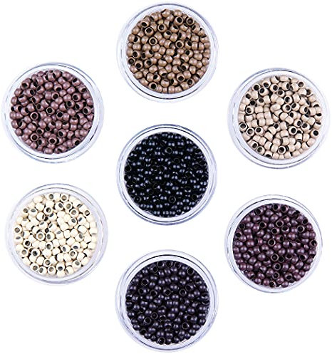 Kullke Nano Micro Rings Micro Beads Nano Beads Hair Rings Nano Beads Without Silicone Lined for Extensions Nano Extensions Beads Rings(1000PCS, #5 Brown)