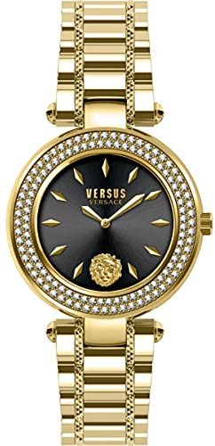 Versus Versace Damen Armbanduhr Brick Lane 36 MM Edelstahl VSP7, Farbe:goldfarben/schwarz