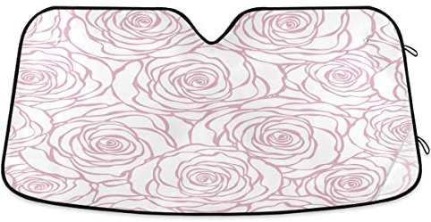 Rose Outline - Parasol para parabrisas de coche, color rosa