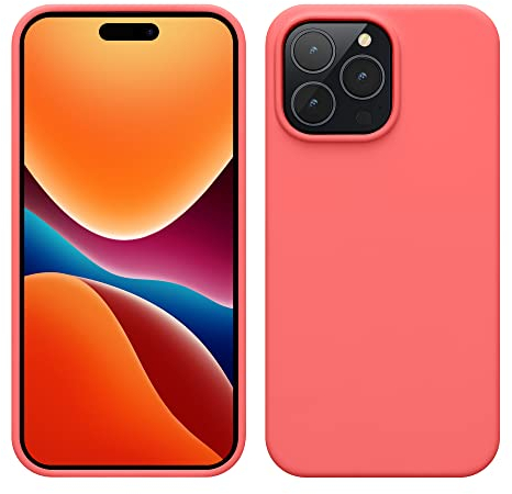 kwmobile Handyhülle für iPhone 14 Pro Max Hülle, für iPhone 14 Pro Max Case - Hülle Silikon - kabelloses Laden - Neon Koralle