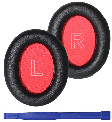 Adhiper Q10 Ohrpolster kompatibel mit Anker Soundcore Life Q10 Kopfhörern, Ersatz-Ohrpolster aus Proteinleder und Memory-Schaum, geräuschunterdrückende Ohrenschützer Ohrpolster (Schwarz+Rot)