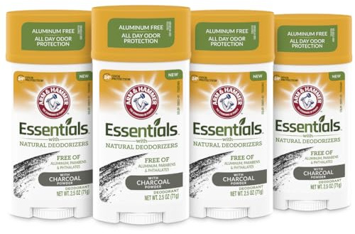 ARM & HAMMER Essentials Charcoal Deodorant for Men and Women, 4-Pack