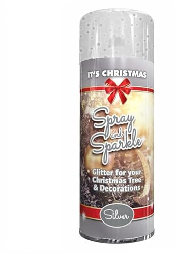 SuperGift.com 200ml Glitter Spray & Sparkle Paint Multi-Purpose Use, Interior & Exterior, Ideal For Wood, Metal, Plastic, Ceramics & Ornaments - Quick Drying (Silver)