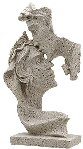 PIGPIGFLY Liebeskuss Statue,Abstrakte Skulptur,Deko Figuren, Deko Wohnzimmer Modern Zum Hinstellen, Abstrakte Skulptur Polyresin, Geschenkidee(Sandstein)