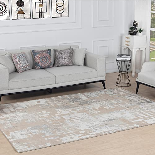 Livabliss Organa Oujda Abstract Runner – 80x150 cm, Beige, Grey & Ivory