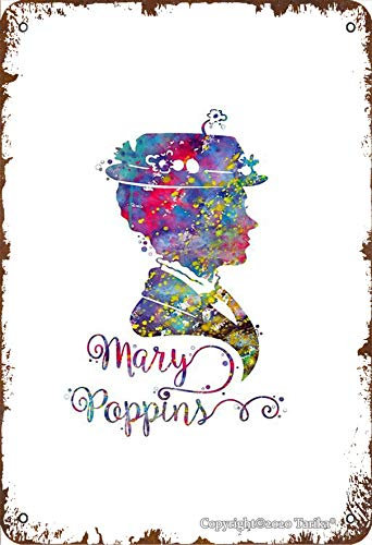 Mary Poppins Vintage-Look Blechschild 20,3 x 30,5 cm Dekoration Poster Schild für Zuhause, Küche, Badezimmer, Bauernhof, Garten, Garage, inspirierende Zitate, Wanddekoration