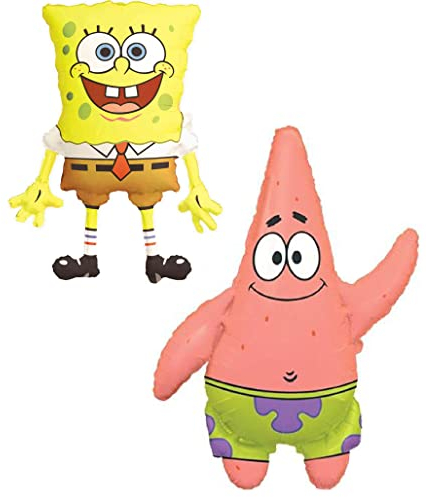 Toyland® 2er-Pack – Spongebob Schwammkopf und Patrick Star-Folienballons – 1 x 29 Zoll Spongebob und 1 x 36 Zoll Patrick-förmiger Charakter-Folienballon