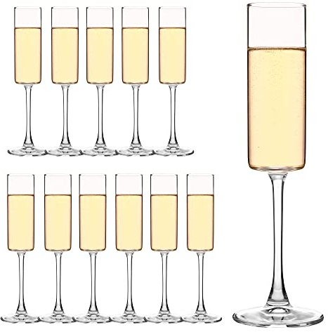YARYOUNG Set mit 12 quadratischen Champagnergläsern, 170 ml Fassungsvermögen, kristallklares Premiumglas