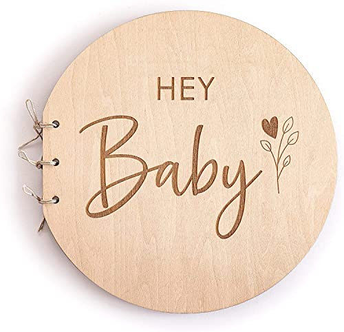 RunFar shop Holz Baby Party Gästebuch Baby Shower Taufe Geburstag Gästebuch zum Ausfüllen Alternative 22cm als Geschenk zur Geburtstag 40 Seiten