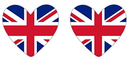 Set of 2 x UK HEART Flag Temporary Tattoo United Kingdom union jack GB Team