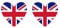 Set of 2 x UK HEART Flag Temporary Tattoo United Kingdom union jack GB Team