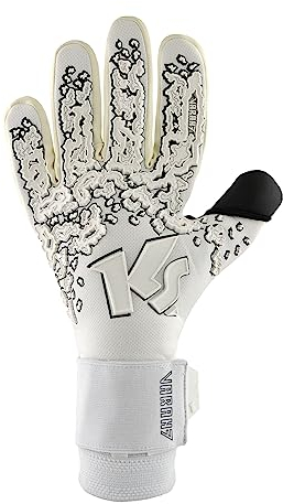 KEEPERsport Torwarthandschuhe Varan7 Champ NC Whiteout für Erwachsene, Fußballhandschuhe, 4mm Supreme Claw - mit Lasche, Farbe: Weiss, Größe: 9