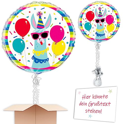 Geburtstagsfee Ballons mit Lama Heliumballon inkl. Heliumfüllung, Schmuckbänder, Gewicht und Karte mit Wunschtext als Geschenk oder an Wuschadresse senden