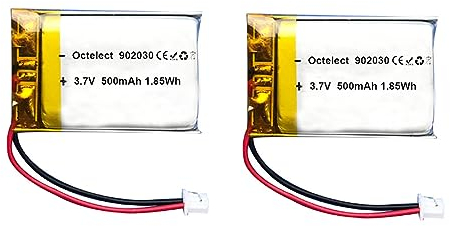 RAEWSTCO 2 Pezzo Batteria Lipo Ricaricabile 902030 (3.7v, 500mAh Lipo) per telefono portatile video mp3 mp4 luce LED GPS