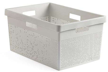 TATAY Wäschekorb Bohol, Kapazität 40L, Polypropylen, BPA-frei, 100% Recycelter Kunststoff, Weiß. Maßnahmen 41 x 33 x 50 cm