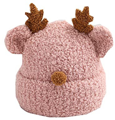 UnoSheng Wintermütze für Babys, Mädchen, Jungen, gestrickt, warme Skimützen, schöne Bommel, Kinder, Mützen, 0 24 Monate Kappen Jungs (Pink-A, One Size)