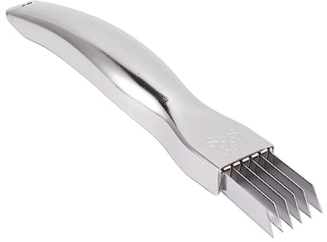 Edelstahl Scallion Slicer, Frühlings Zwiebel Schnitzelchneider mit 6 Klingen für Knoblauch, Gurken, Kiwi, Karotten, Kartoffeln, Schnittlauch, Lauch
