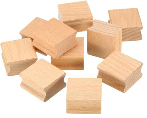 PATIKIL 35x35mm Leere Holzstempelhalter, 10er Packung Holzgriff für Stempelherstellung DIY Basteln Stil 2, Braun