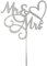 Mr & Mrs Cake Topper, 15,3 cm Silber Herz Hochzeit Verlobung Kuchenaufsatz, Brautparty Thema Happy Birthday Party Glitzernde Kuchendekorationen