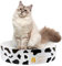 Happy&Polly Rascador para Gatos - Redondo Rascadoras de Cartón Cama para Gatos Reversible - Protector de Muebles Sofa Rascador Corrugado Anti Arañazos - Blanco